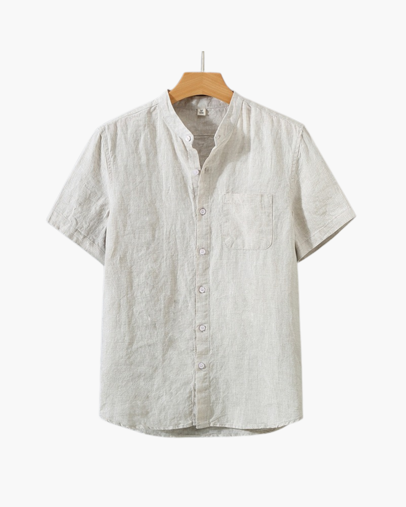 Chemise en lin à col court 